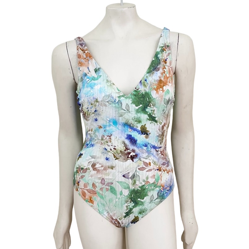 Gottex Aquarelle Green Underwire One Piece Swimsuit Bathing Suit Sz 12